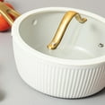 thumbnail image 4 of Thyme & Table 2.5 QT Non-Stick Signature Ribbed Saucepan - White & Gold, 4 of 8