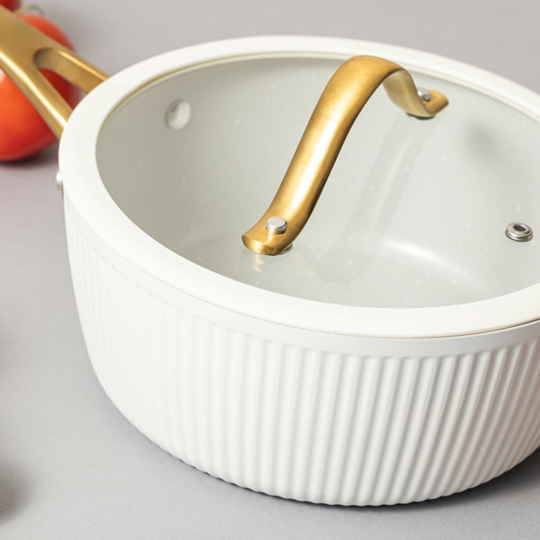 Thyme & Table 2.5-Quart Ceramic Non-Stick Ribbed Saucepan photo 3