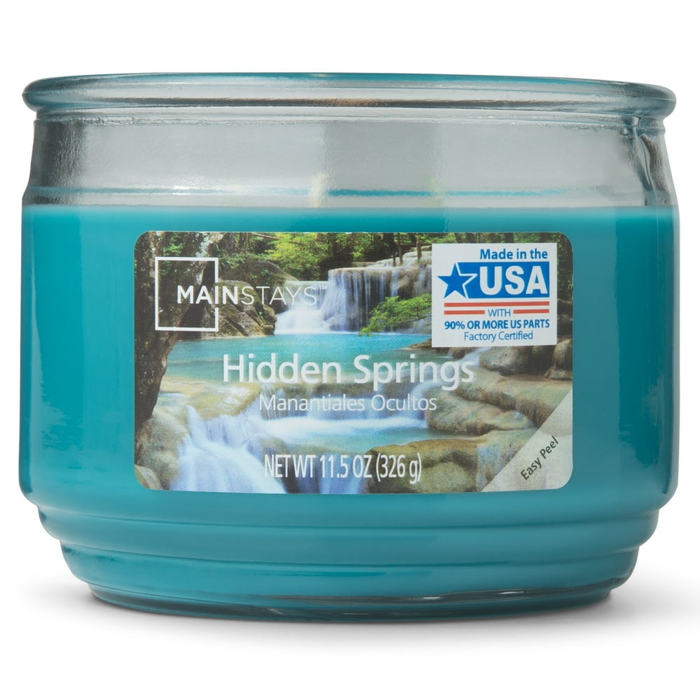 Mainstays Hidden Springs Scented 3Wick Glass Jar Candle, 11.5 oz