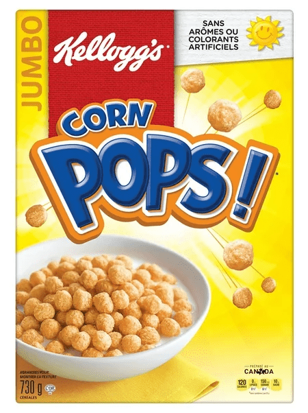 Kellogg's Canadian Corn Pops Cereal, Jumbo Size, 730g (2 Pack)