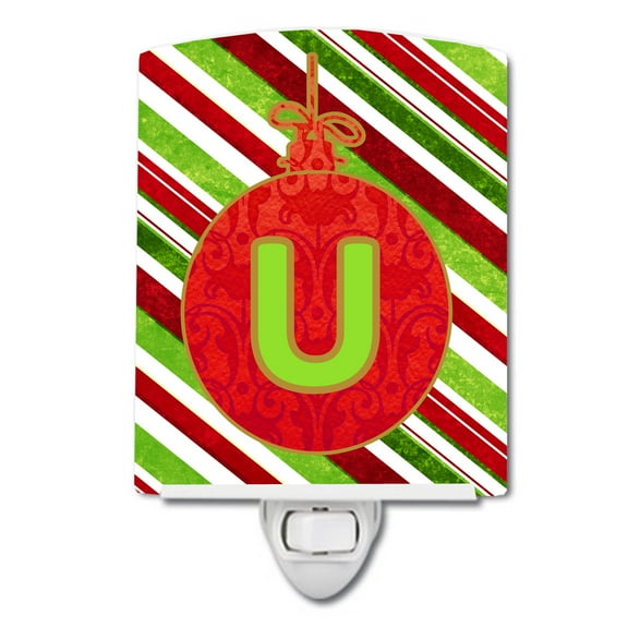 Caroline's Treasures CJ1039-UCNL Christmas Oranment Holiday Initial Letter U Ceramic Night Light, 6x4x3", multicolor