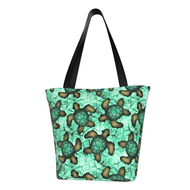 Fotbe Sea Turtle Bolsa de Playa con Estampado, Bolsa de Hombro, Bolsa de Mano Espaciosa, Bolsa de Viaje Ligera, Bolsa de Compras Versátil