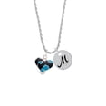 thumbnail image 2 of Delight Jewelry Silvertone Hot Blue Large Cheetah Print Heart Silvertone Script Initial Disc - M - Charm Necklace, 20"+3", 2 of 4