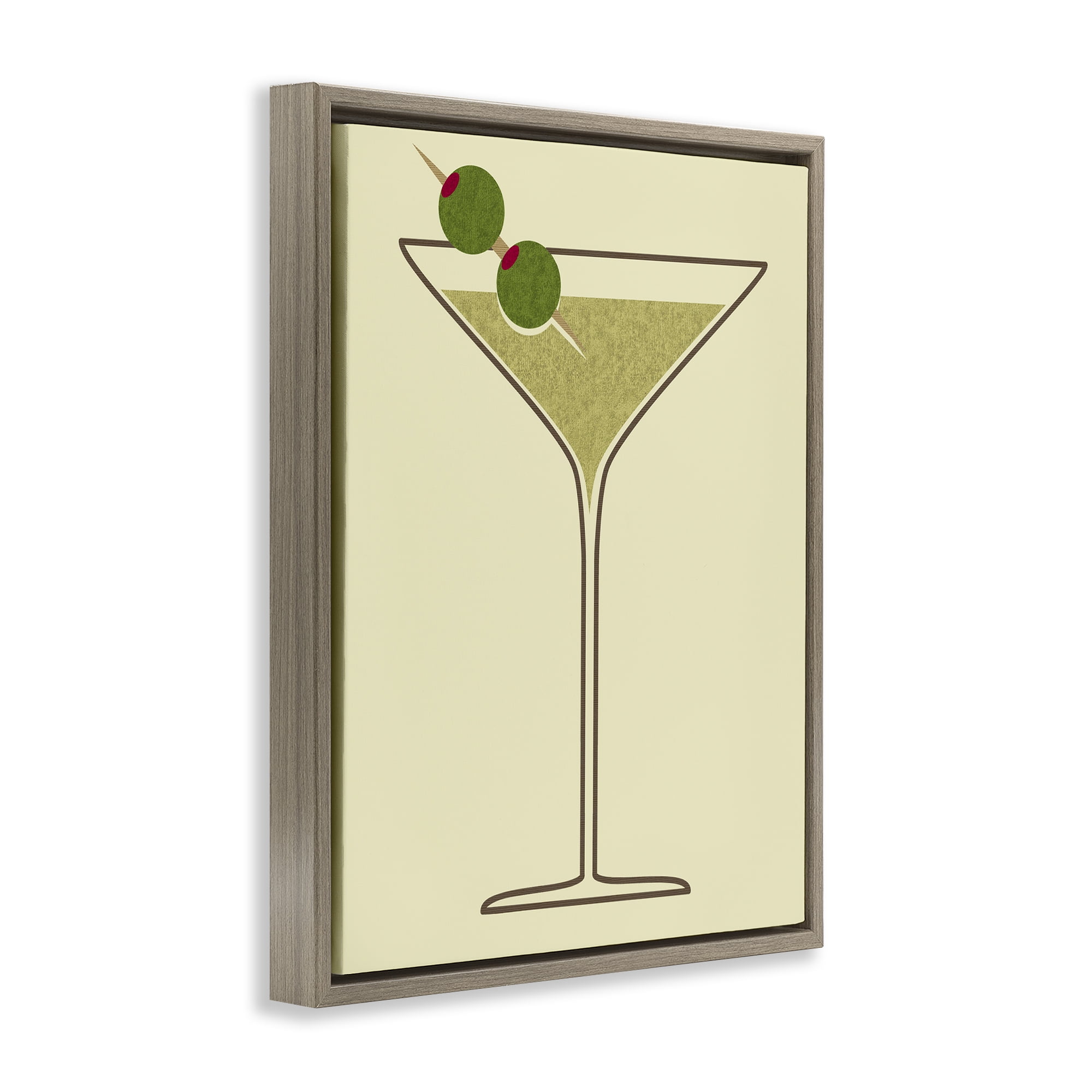 Stupell Industries Martini with Olives Food & Beverage Painting Brown Floater Framed Art Print Wall Art, 25 x 31