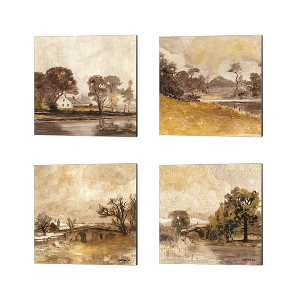Great Art Now Traditional Landscape by Stellar Design Studio 4 Piece Canvas Art Set Each 14"W x 14"H