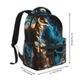 thumbnail image 2 of Blue Flame Fire Skull Burning Backpack Casual College Bag Zipper Laptop Daypack Hiking Rucksack Travel, 2 of 5