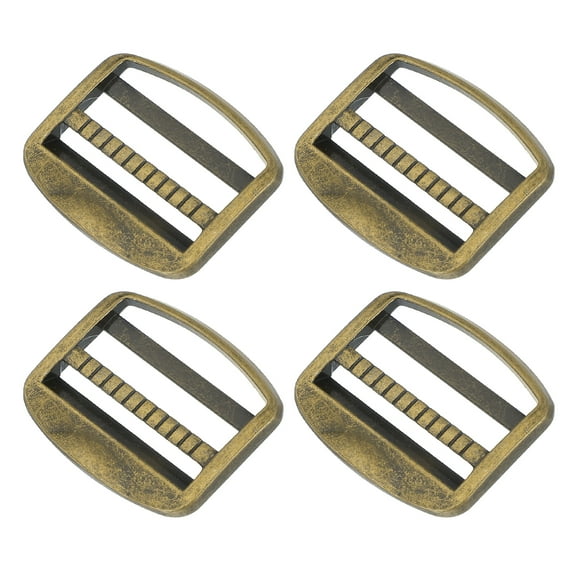 Uxcell Ladder Lock Buckle Slide Zinc Alloy Adjustable Webbing Strap Release Buckles 1-1/2", Bronze, 4 Pack