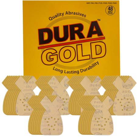 Dura-Gold Variety Pack (60,80,120,220,320,400) Grit 12-Hole Hook & Loop Sanding Sheets for Mouse