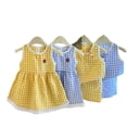 thumbnail image 5 of XXWXYD Toddler Girl Plaid Floral Summer Dress Sleeveless Crew Neck Casual Cotton Dress Soft Comfortable Playwear Two-Tone Pattern Design, 5 of 5