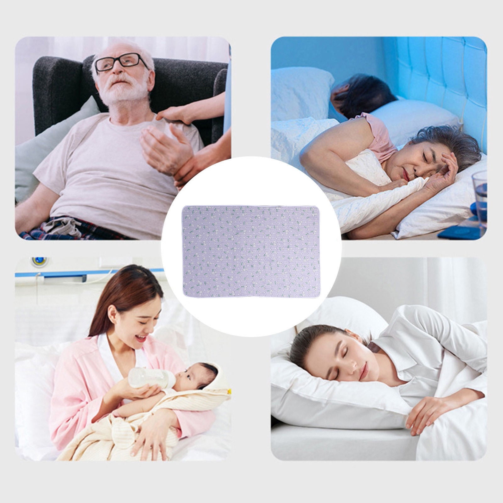 Merryso Waterproof Washable Cotton Bed Pad 59”x39.37”, Multi-Layer Non-Slip for Elderly Incontinence, Chi-ld Bedwetting & Home Use