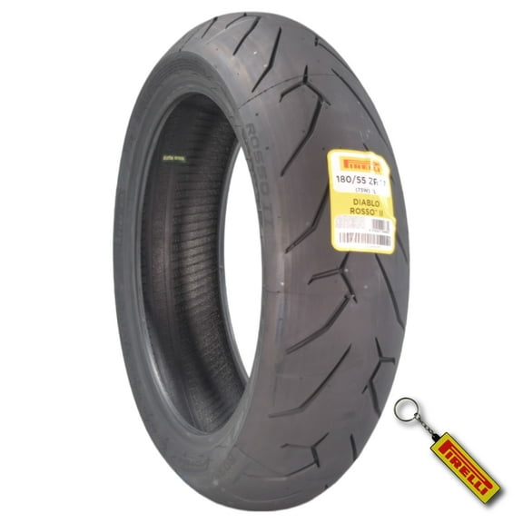 Pirelli Diablo Rosso II 180/55 ZR 17 M/C (73W) TL Rear Motorcycle Tire - High Performance, Durable, and Reliable: Sport Performance for Road Use with Keychain