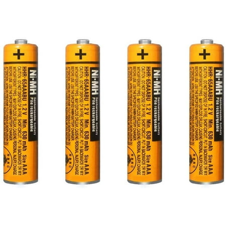 4 Pack HHR-65AAABU NI-MH Rechargeable Battery for Panasonic 1.2V 630mAh AAA Battery for Cordless Phones