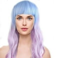 thumbnail image 2 of 26 Wavy Multi-Color Lolita Mermaid Cosplay Party Wig Light Blue, Pink, Purple, 2 of 4