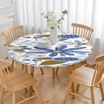 thumbnail image 3 of Boho Style Floral Vinyl Tablecloth with Elastic Band, 44 Inch Fits 38-42 Inch Tables, Wrinkle Free Cover for Patio Dining and Special Events, 3 of 7
