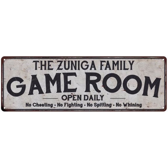 THE ZUNIGA FAMILY Game Room Country Metal 8x24 Sign 108240042565