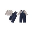 thumbnail image 2 of RUINIXCW Baby Outfit, Long Sleeve Crew Neck Stripes Romper with Denim Overall Pants Fall Outfit Clothing Set, 2 of 9