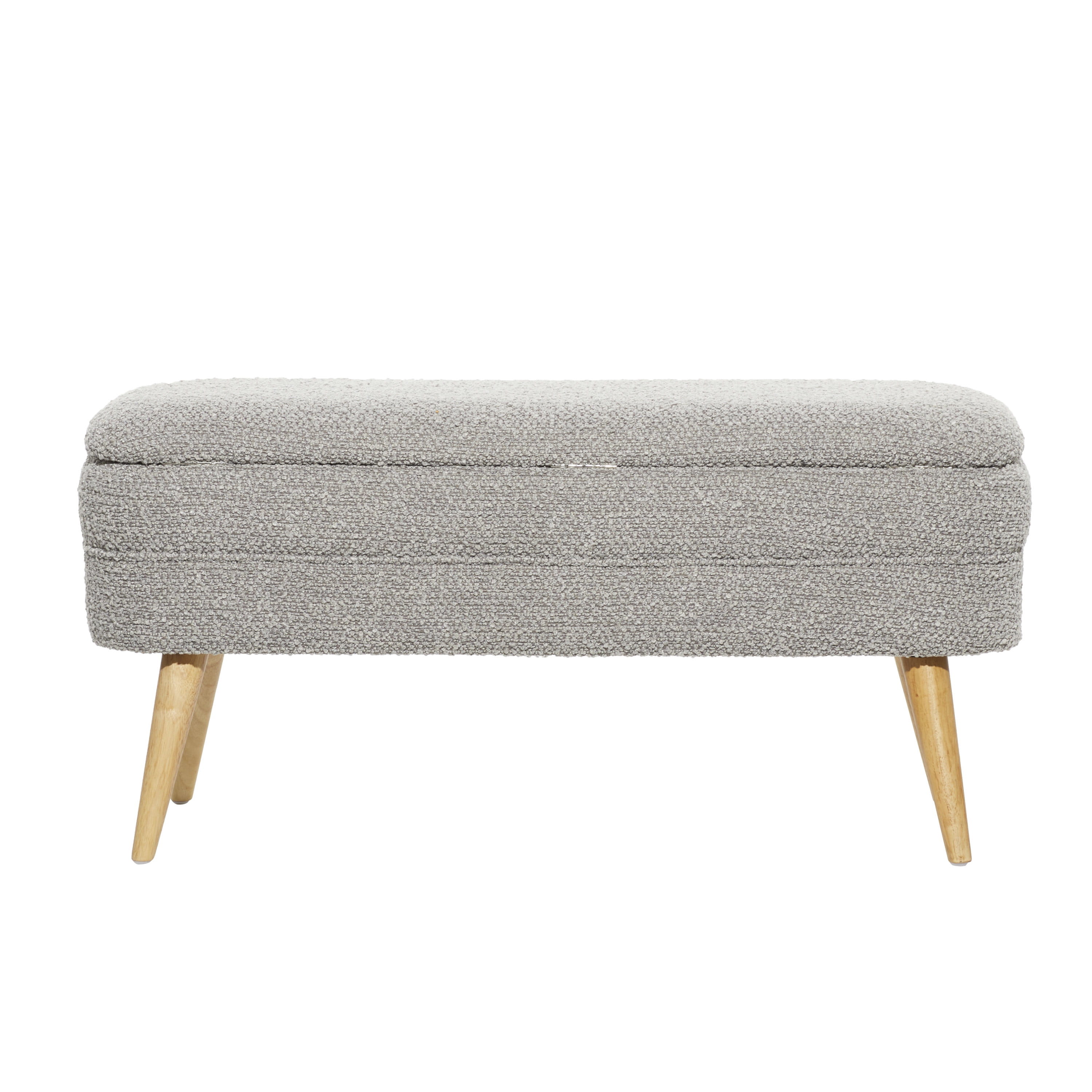 DecMode Polyester Rounded Upholstered Boucle Storage Bench with