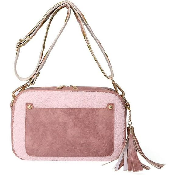 Kukuzhu Hobo Bag for Women PU Leather Shoulder Crossbody Purse Fashion Totes Tassel Handbag Plush Satchels with Woven Strap