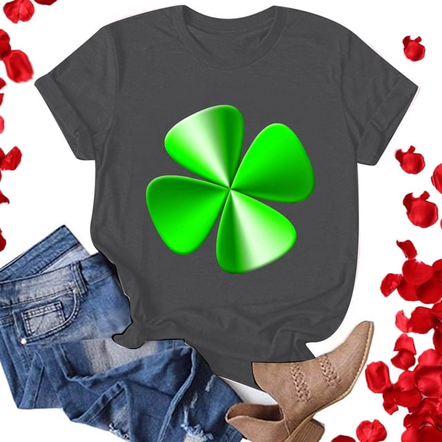 T-shirts de la Saint-Patrick pour Femmes Mode Saint-Patrick Imprimé Col Rond Manches Courtes T-Shirt Décontracté Haut Saint-Patrick
