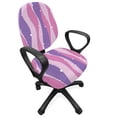 thumbnail image 1 of Abstract Office Chair Slipcover, Pattern with Vertical Wavy Lines and Little Buble Circles Print, Protective Stretch Decorative Fabric Cover, Standard Size, Pale Pink Pale Pink, by Ambesonne, 1 of 5