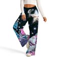 thumbnail image 2 of Women's Fashion Casual Loose Printed Wide-Leg Sports Pants with Christmas Print, Comfortable Home and Outdoor Wear, Elastic Waist with Drawstring for Easy Fit, Black, XL, 2 of 7