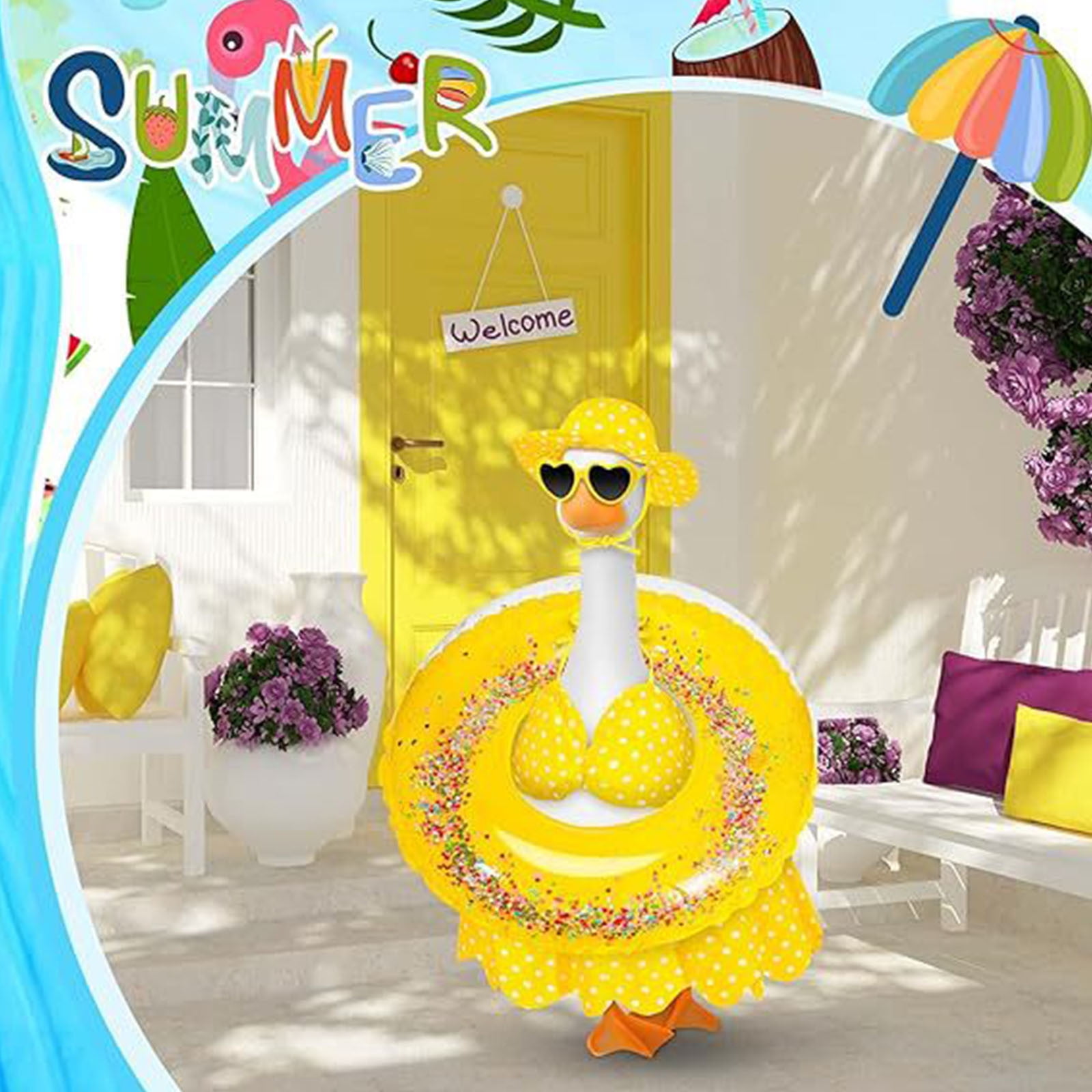 JilgTeok 5 Packs Raincoat Goose Outfit Porch Clothes for Cement Goose Courtyard Outfit Holiday Set for Lawn Yard Garden Patio Outdoor Art Decorations