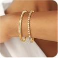 thumbnail image 4 of Leander 14K Gold Plated Cubic Zirconia Bangle Tennis Bracelets for Women | Classic Love Cuff Bangle Bracelets, 4 of 5