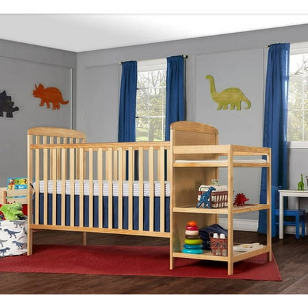 Dream On Me Anna 2-in-1 Full Size Crib and Changing Table Combo, Natural