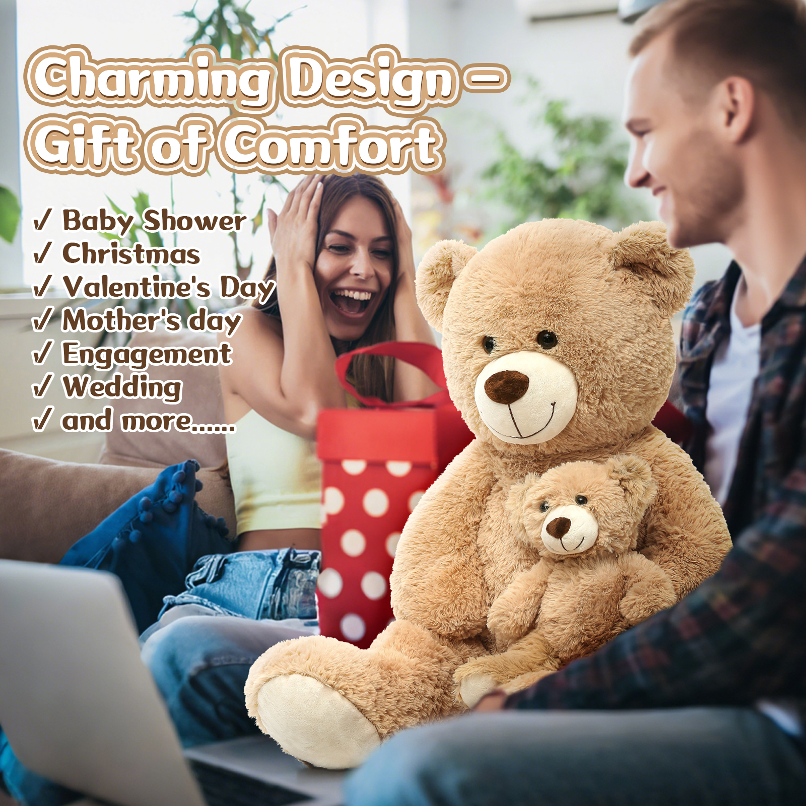 Morismos 39" Mommy and Baby Teddy Bear Set photo 7