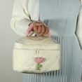 thumbnail image 2 of Unique Bargains 1Pc Corduroy Makeup Bag Large Cosmetic Bag Aesthetic Cute Tulip Flower Pattern Makeup Bag White, 2 of 7