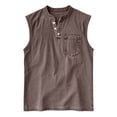 thumbnail image 3 of Guluxicc Mens Tank Tops Collared Button Round Neck Solid Color Sleeveless Tops Summer Outdoor Casual Shirt with Pocket, 3 of 4