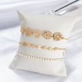 thumbnail image 4 of Pulsera de joyería para mujer, cadena de mano y pie con perlas de imitación huecas elegantes, 3 uds., 4 of 8