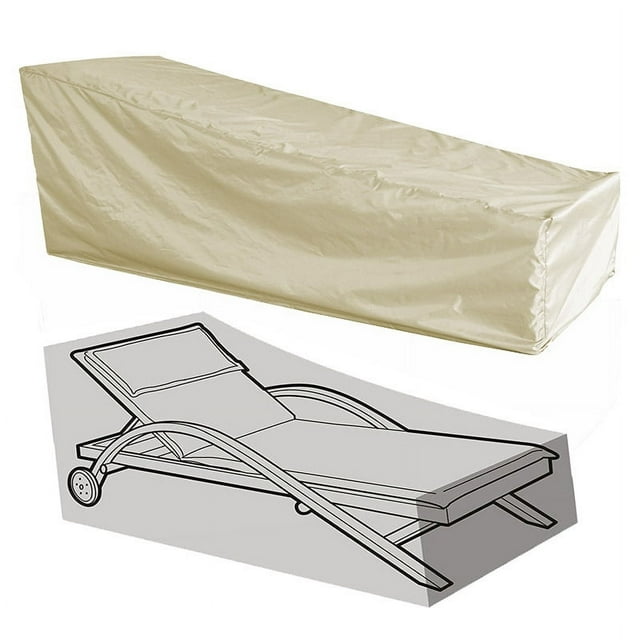 Funda para silla de exterior, color beige, funda protectora larga, transpirable, impermeable, tela Oxford 210D, para chaise longue, tumbona, Sunl