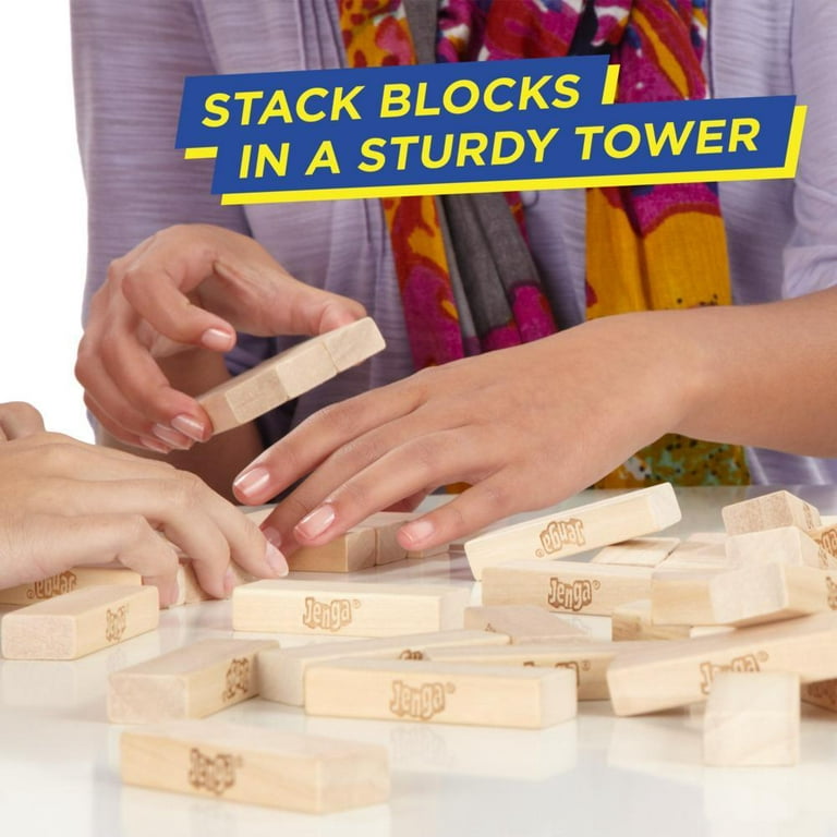 Jenga Classic Block Stacking Board Game for Kids and Family Ages 6 and Up,  1+ Player