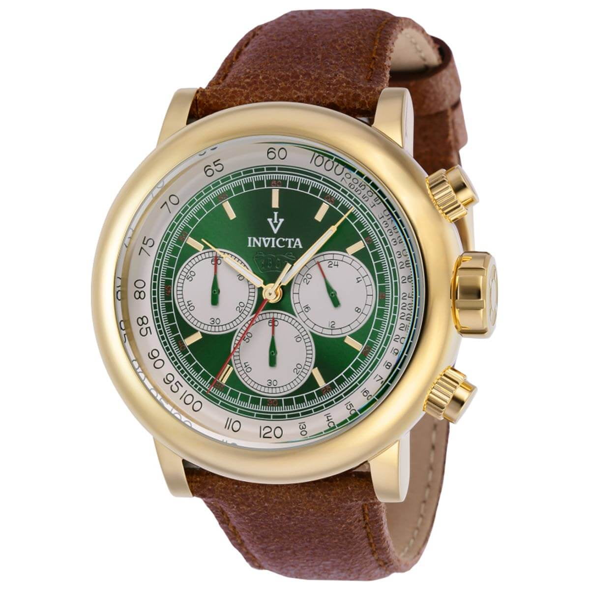 Invicta 37323 Men's Vintage Brown Leather Strap Chronograph Watch