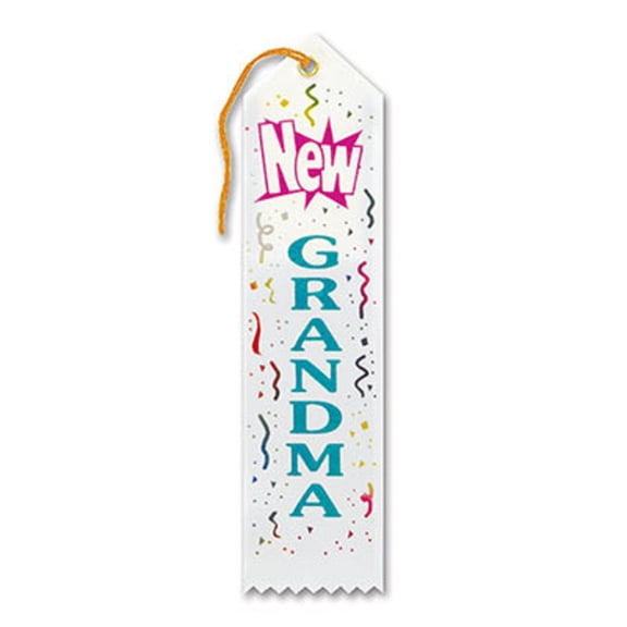Beistle New Grandma Award Ribbons - 8" - White - Set of 6