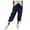 Dark Blue, variant on Women's Cotton Linen Drawstring Capri Pants, Loose Straight Leg Cropped Trousers with Pockets, Breathable Summer Casual Pants for Daily Workout Beach Wear Blackish Green S