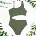 thumbnail image 6 of Fesfesfes Child Girls Swimsuit Solid Color Print One Shoulder Monokini Ruffle Splicing Swimwear Girls Summer Holiday One-Piece Bathing Suit, 6 of 6