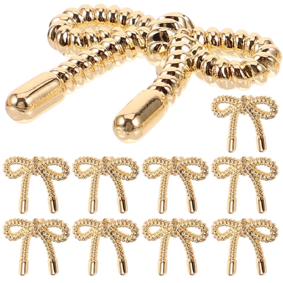 HONMEET 10Pcs Decorative Buttons for Sewing Clothes Golden Bow Shaped Small