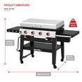 thumbnail image 3 of Nexgrill Daytona 4-Burner Propane Gas Griddle with Side Tables, 60000 BTU Flat Top Grill, 756 SQ In Hot-Rolled Steel Cooking Space, Outdoor Cooking Barbeque, Black with Stainless Steel Lid - 720-1058, 3 of 8
