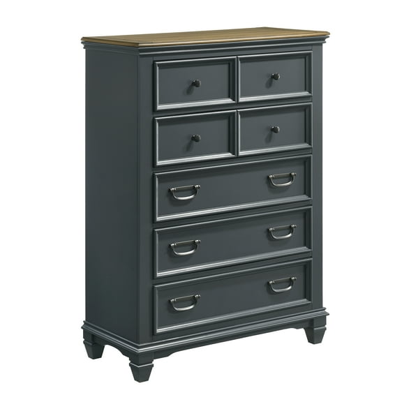 Roundhill Furniture Clelane Wood 5-Drawer Chest, Slate Blue