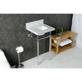 thumbnail image 3 of Kingston Brass KVPB1917M34SQ1 Edwardian 19" Carrara Marble Console Sink with Brass Legs (4-Inch, 3-Hole), Carrara Marble White/Polished Chrome, 3 of 8