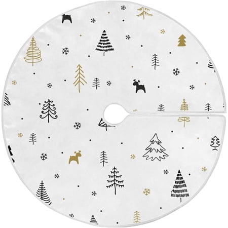 ZHANZZK Christmas Trees Pattern Xmas Christmas Tree Skirt Stand Mat for Holiday Party Decoration Indoor Outdoor 36 inches