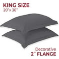 thumbnail image 2 of Mellanni Pillow Shams Set of 2, Decorative Pillow Cases with 2" Flange, King, Gray, 2 of 5