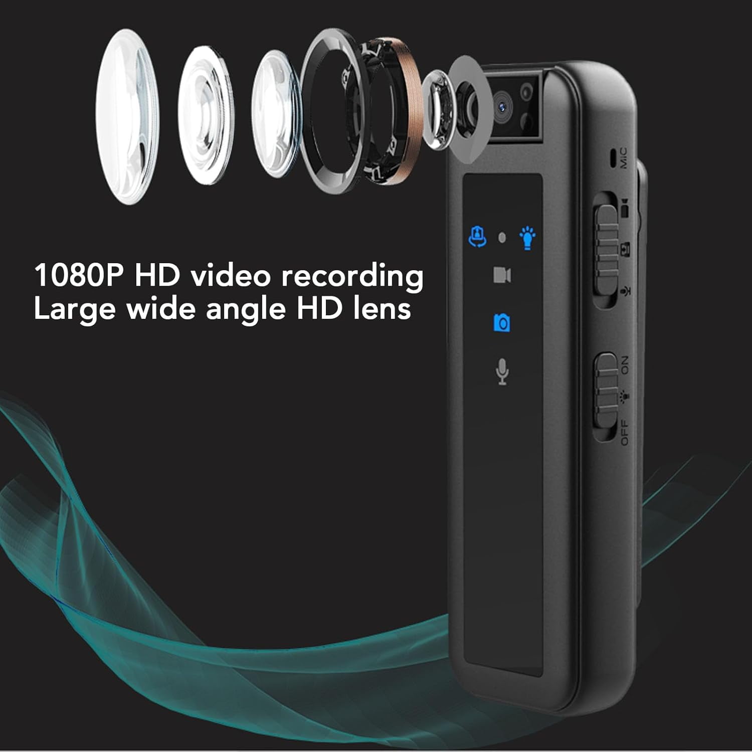Body Camera with Audio and Video Recording, Mini Video Recorder with Night Vision, 1080P 180° Rotating Lens, Handheld Video Camera for Walking, Riding, Outdoors, and Home Use