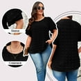 thumbnail image 2 of LANREMON Plus Size Tops Summer Swiss Dot Tops for Women Black Crew Neck Double Layered Sleeves Loose Fit Flowy Blouses 3XL, 2 of 6