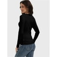 thumbnail image 2 of Womens Long Sleeve Stretch Crew neck T-Shirt Fitted Casual Basic Tops, 2 of 6