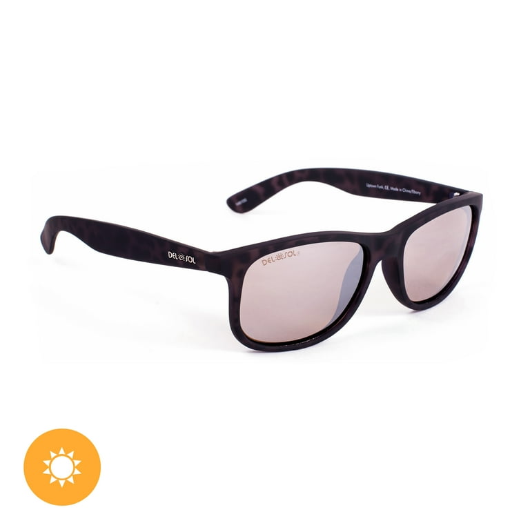 Del Sol Solize Color Changing Sunglasses For Women Uptown Funk Changes Color from Tortoise to Ebony in the Sun Polarized Pro Mirrored Lens