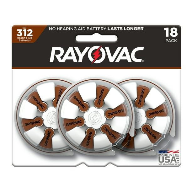Rayovac Size 312 Hearing Aid Batteries, 18Pack 31218