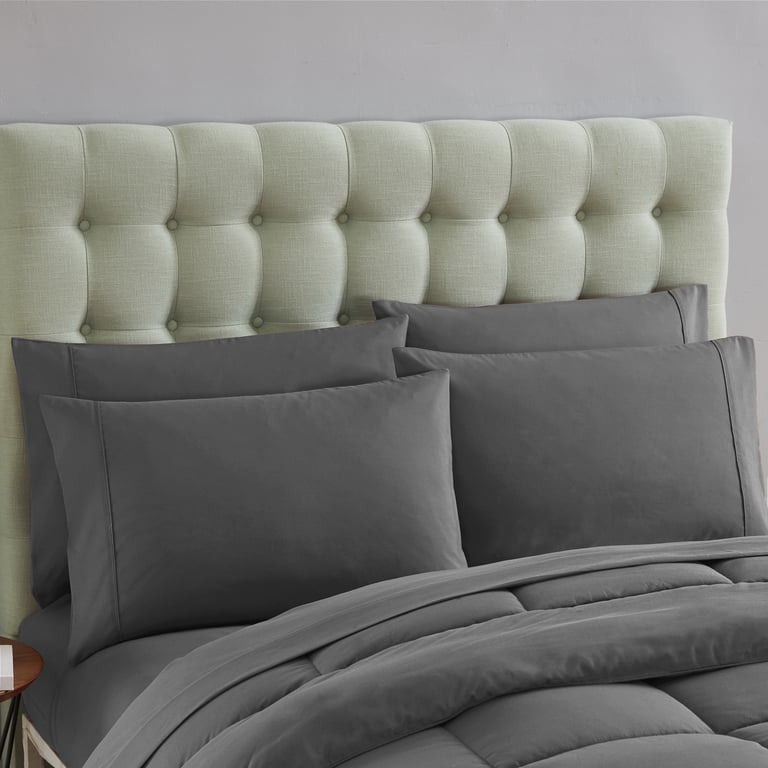 Sweet Home Collection 7-Piece Comforter Set - King Size, Silver, All-Season Microfiber